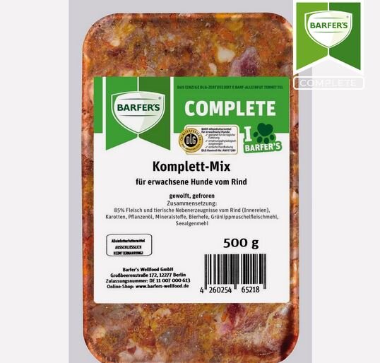 BARFERS COMPLETE Komplett-Mix Rind Adult gewolft
