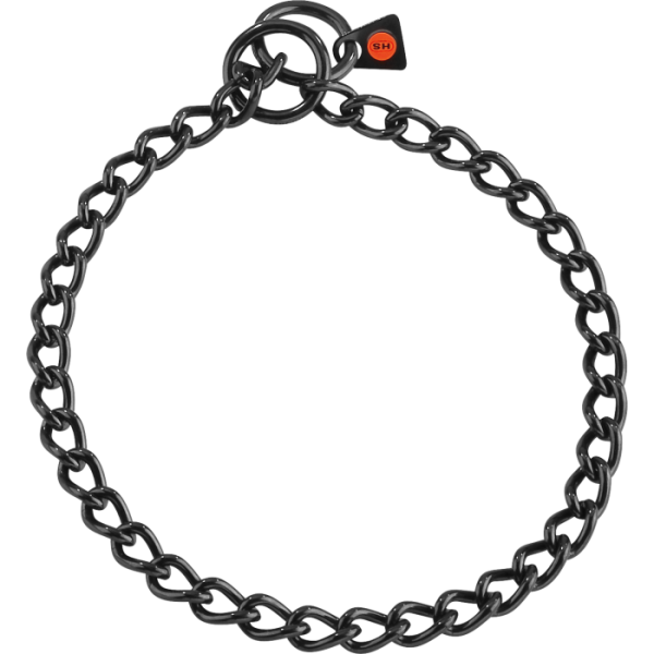 Edelstahl Kettenhalsband Inox runde Glieder schwarz 3mm