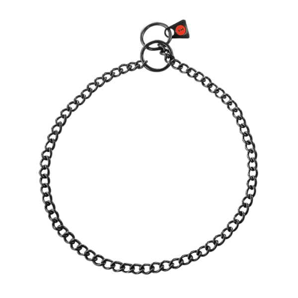 Edelstahl Kettenhalsband runde Glieder schwarz 2mm