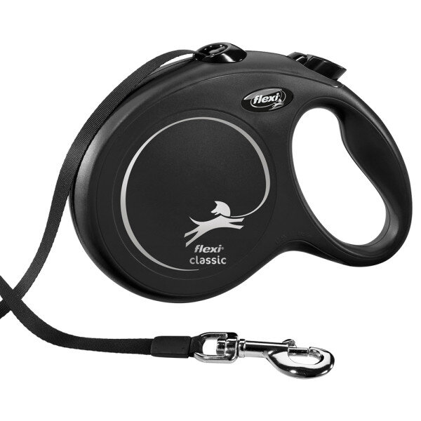 Flexi Classic Gurt-Leine, Größe L, bis 50 kg, 8 Meter schwarz