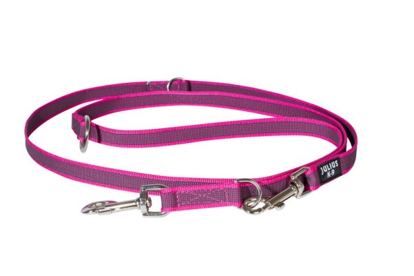 K9 Doppel-Führleine pink gummiert 20mm / 2,2m