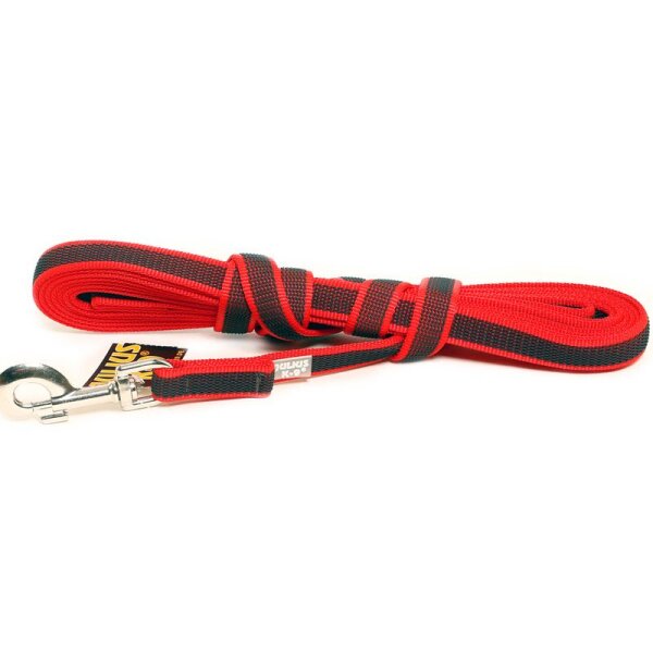 K9 gummierte Sportleine rot 20mm / 5m mit Schlaufe