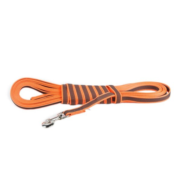 K9 gummierte Sportleine orange 20 mm 10 m mit Schlaufe