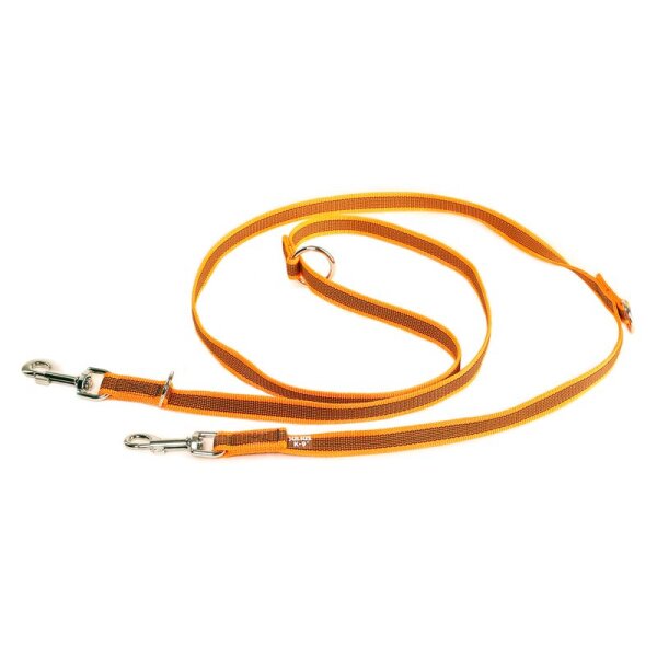 K9 Doppel-Führleine orange gummiert 20mm / 2,2m