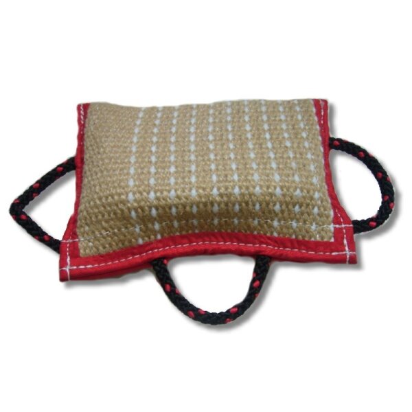 Sporthund Beißkissen Keilform mit 3 Griffen aus Jute