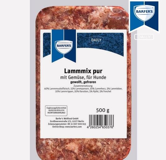 BARFERS COMPLETE Komplett-Mix Kaninchen & Lamm 500 Gramm
