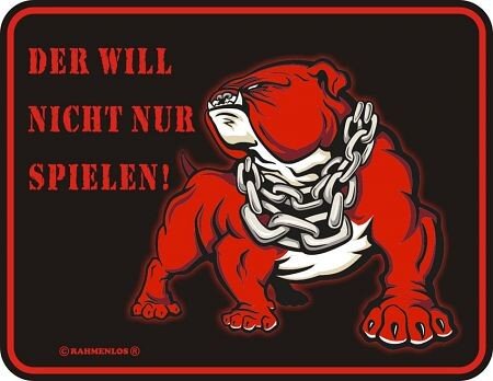 Rahmenlos Blechschild: Der will nicht nur spielen!