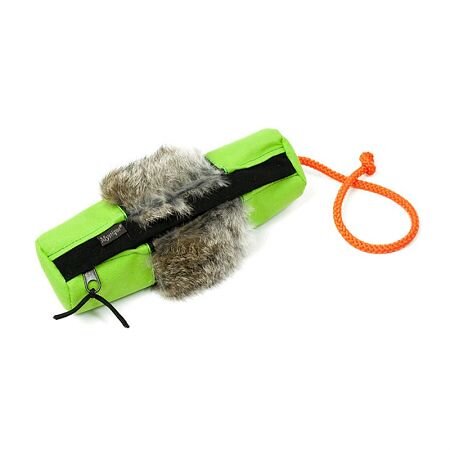 Mystique Dummy Snack mit Kaninchenfell large Neon Grün